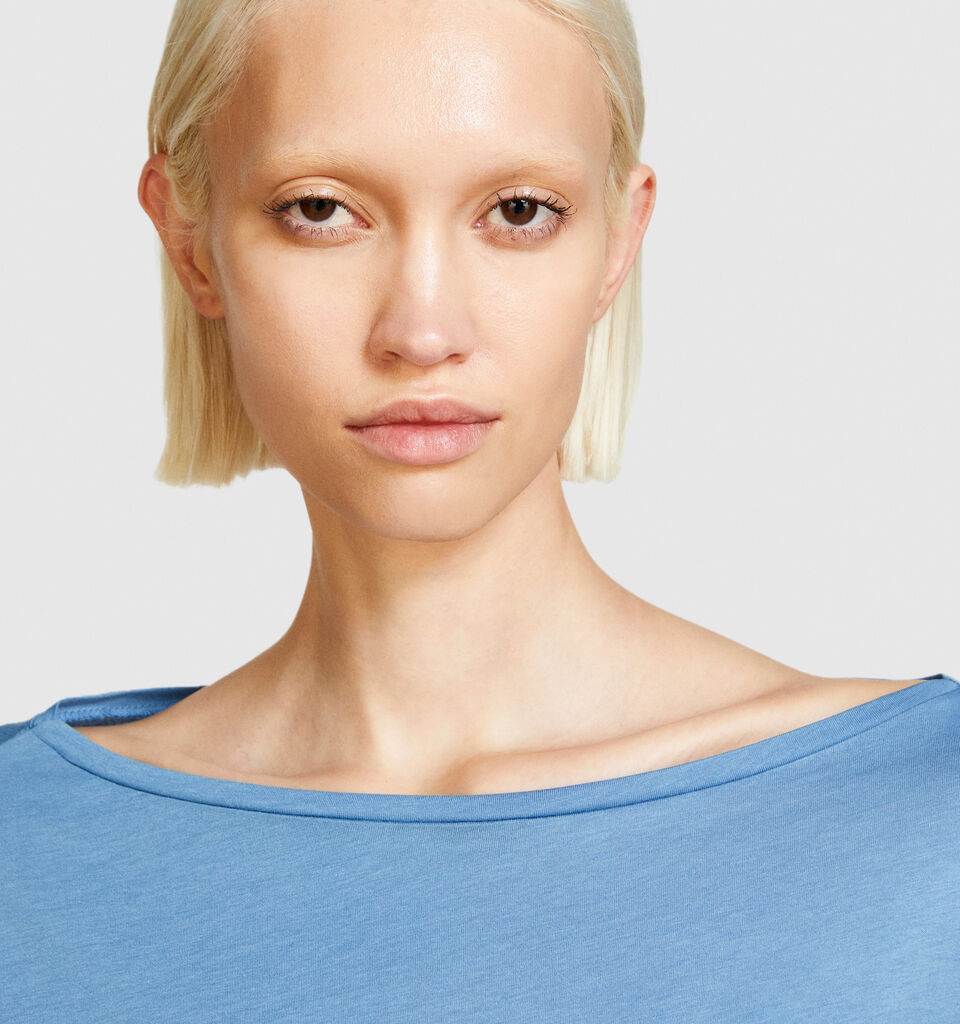 T-shirt with boat neck - women's long sleeve t-shirts - Light Blue | Sisley image number 5